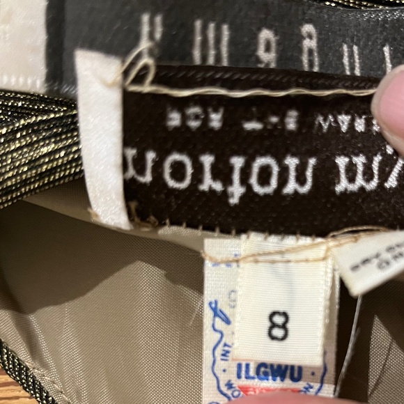 Vintage Morton Myles I. MAGNIN 80s Olive Green Gold Metallic Layered Dress Sz-XS - Picture 10 of 13